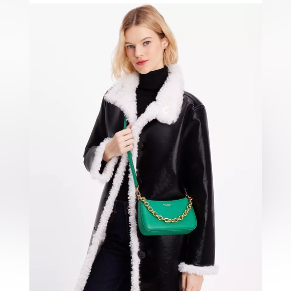 New Kate Spade Jolie Small Convertible Pebble Leather Crossbody Wintergreen - Picture 3 of 7